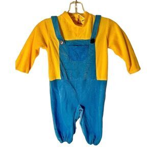 Minion Costume Long Sleeve Blue Yellow Boy Bodysuit Sz 3-4 T Worn By Child Actor
